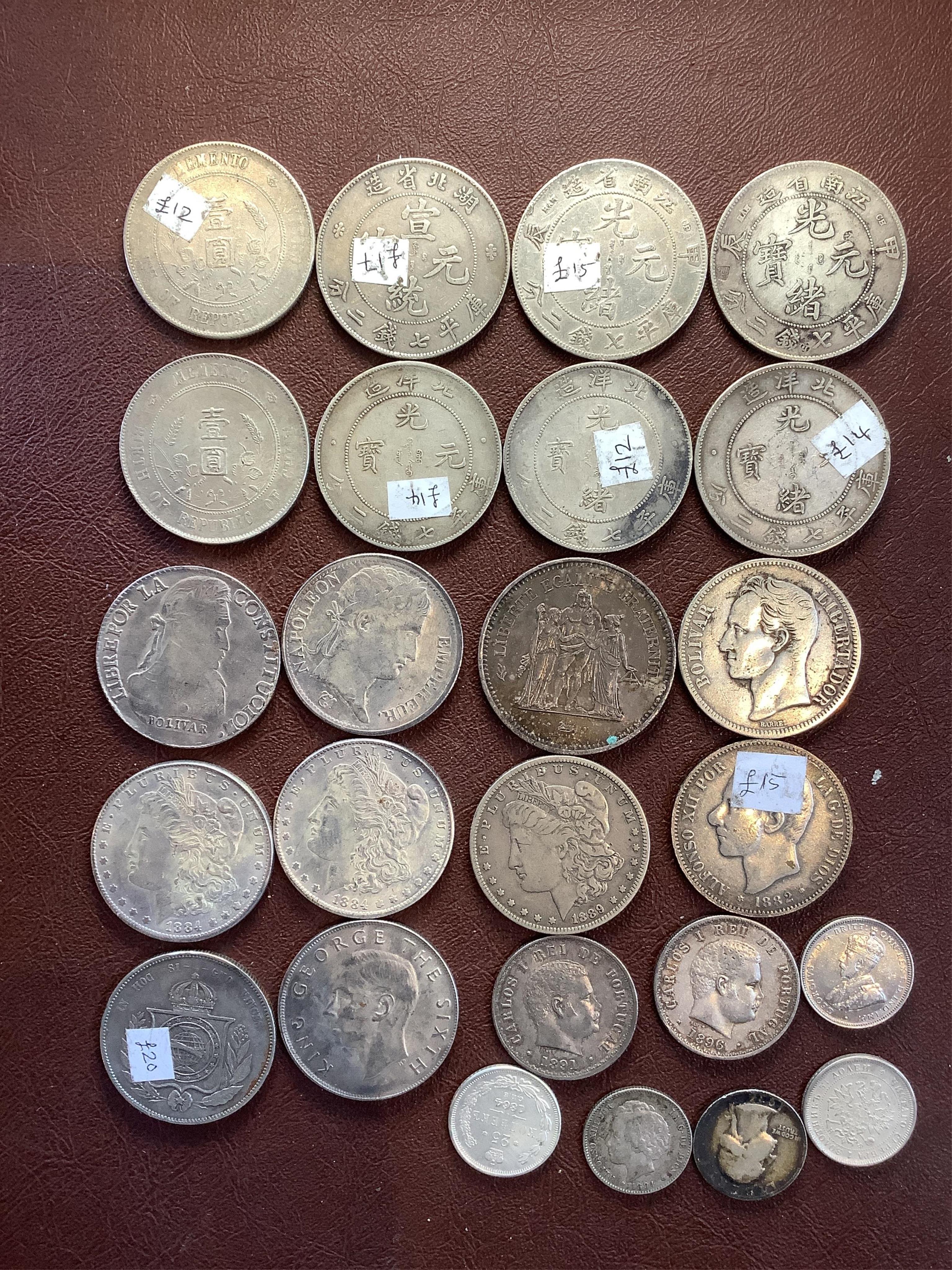 A collection of Chinese, France, Italy silver and coins and other world silver coins, late 19th/20th century